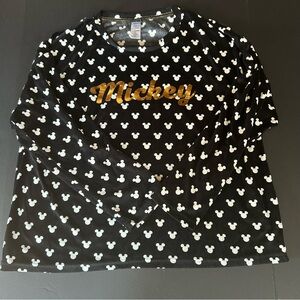 Disney Mickey Mouse Black Velour Long Sleeve Pajama Shirt Girls XL (16-18)